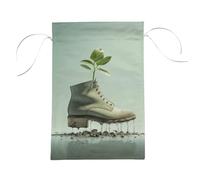 DJUETRUI Bandiera da giardino 31 x 46 cm verticale doppia faccia esterna bandiera di benvenuto scarpe e boccioli verdi bandiera decorativa da giardino piccola bandiera da giardino per portico esterno