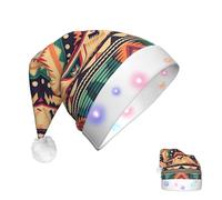 DJUETRUI Cappello di Babbo Natale che si illumina cappello di Natale in stile sud-occidentale cappelli di Natale per adulti morbido peluche cappello di Babbo Natale con luci a LED Cappello di Natale