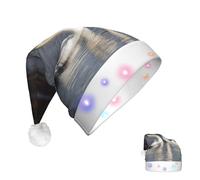 DJUETRUI Cappello di Babbo Natale che si illumina cappello di Natale romantico cigno bianco cappelli di Natale per adulti morbido peluche cappello di Babbo Natale con luci LED cappello di Natale
