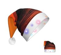 DJUETRUI Cappello di Babbo Natale che si illumina con il sole all'orizzonte cappelli di Natale per adulti morbido cappello di Babbo Natale con luci a LED Cappello di Natale