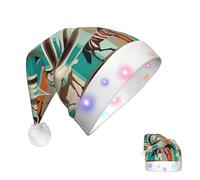 DJUETRUI Cappello di Babbo Natale con motivo a righe per adulti, con cappello di Babbo Natale in morbido peluche con luci a LED