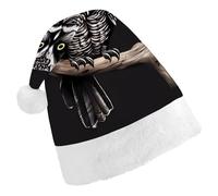 DJUETRUI Cappello di Babbo Natale divertente cappello di Natale a tarda notte gufo cappelli di Natale per adulti morbido peluche cappello di Babbo Natale comfort cappello di Natale