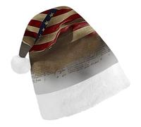 DJUETRUI Cappello di Babbo Natale divertente cappello di Natale bandiera cappelli di Natale per adulti morbido peluche cappello di Babbo Natale comfort cappello di Natale