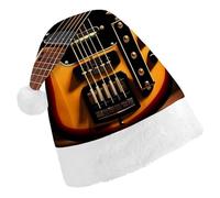 DJUETRUI Cappello di Babbo Natale divertente cappello di Natale chitarra strumentale cappelli di Natale per adulti morbido peluche cappello di Babbo Natale comfort cappello di Natale