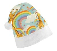 DJUETRUI Cappello di Babbo Natale divertente cappello di Natale del fumetto giraffa cappelli di Natale per adulti morbido peluche cappello di Babbo Natale comfort cappello di Natale
