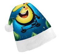 DJUETRUI Cappello di Babbo Natale divertente cappello di Natale immagini blu frutta cappelli di Natale per adulti morbido peluche cappello di Babbo Natale comfort cappello di Natale