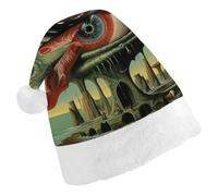 DJUETRUI Cappello di Babbo Natale divertente cappello di Natale modello pop art cappelli di Natale per adulti morbido peluche cappello di Babbo Natale comfort cappello di Natale