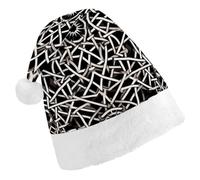 DJUETRUI Cappello di Babbo Natale divertente cappello di Natale nero e bianco modello cappelli di Natale per adulti morbido peluche cappello di Babbo Natale comfort cappello di Natale