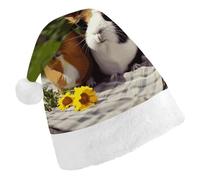 DJUETRUI Cappello di Babbo Natale divertente cappello di Natale porcellini d'India divertenti cappelli di Natale per adulti morbido peluche cappello di Babbo Natale comfort cappello di Natale