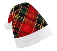 DJUETRUI Cappello di Babbo Natale divertente cappello di Natale rosso plaid cappello di Natale per adulti morbido peluche cappello di Babbo Natale comfort cappello di Natale