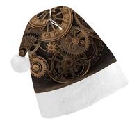 DJUETRUI Cappello di Babbo Natale divertente cappello di Natale Steampunk ingranaggi orologio cappelli di Natale per adulti morbido peluche cappello di Babbo Natale comfort cappello di Natale