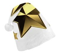 DJUETRUI Cappello di Babbo Natale divertente cappello di Natale stella d'oro cappelli di Natale per adulti morbido peluche cappello di Babbo Natale comfort cappello di Natale