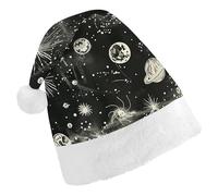DJUETRUI Cappello di Babbo Natale divertente cappello di Natale stelle nella notte cappelli di Natale per adulti morbido peluche cappello di Babbo Natale comfort cappello di Natale
