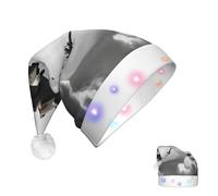 DJUETRUI Cappello di Babbo Natale illuminato cappello di Natale della seconda guerra mondiale cappelli di Natale per adulti morbido peluche cappello di Babbo Natale con luci LED cappello di Natale