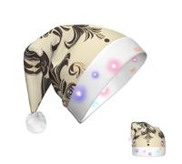 DJUETRUI Cappello di Babbo Natale illuminato cappello di Natale Fleur-de-Lis e cappotto Arms Cavaliere Cappelli di Natale per adulti Morbido Peluche Cappello di Babbo Natale con luci LED Cappello di
