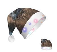 DJUETRUI Cappello di Babbo Natale illuminato cappello di Natale serpente in attesa di preda cappelli di Natale per adulti morbido peluche cappello di Babbo Natale con luci LED cappello di Natale
