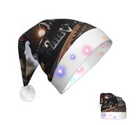 DJUETRUI Cappello di Babbo Natale illuminato cappello di Natale treno a vapore cappelli di Natale per adulti morbido peluche cappello di Babbo Natale con luci LED cappello di Natale