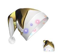 DJUETRUI Cappello di Babbo Natale luminoso cappello di Natale stella d'oro cappelli di Natale per adulti morbido peluche cappello di Babbo Natale con luci LED cappello di Natale