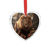 DJUETRUI Ciondolo a forma di cuore in cristallo trasparente con immagine di leone, romantico, decorazione da appendere per fai da te, regalo per casa, finestra, auto, festa di nozze, ornamento da