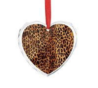 DJUETRUI Ciondolo a forma di cuore in cristallo trasparente con stampa leopardata, romantico, decorazione da appendere per fai da te, regalo per casa, finestra, auto, festa di nozze, ornamento da