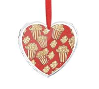DJUETRUI Ciondolo a forma di cuore in cristallo trasparente con stampa popcorn, romantico ciondolo a forma di amore, decorazione da appendere per fai da te, regalo per casa, finestra, auto, festa di