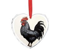 DJUETRUI Ciondolo a forma di gallo nero in cristallo trasparente a forma di cuore, romantico, decorazione da appendere per fai da te, regalo per casa, finestra, auto, festa di nozze, ornamento da