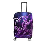 DJUETRUI Copertura per bagagli alla moda viola con cuori elastici per valigie antigraffio da viaggio, lavabile, antipolvere, adatta per bagagli da 45,7 a 81,7 cm