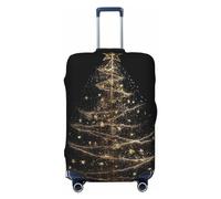DJUETRUI Copertura per bagagli con albero di Natale luminoso, elastica, antigraffio, protezione per valigie da viaggio, lavabile, antipolvere, adatta per bagagli da 45 a 81 cm, XL, nero