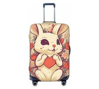 DJUETRUI Copertura per bagagli con coniglio che tiene il cuore, elastica, antigraffio, per valigie da viaggio, lavabile, antipolvere, adatta per bagagli da 45-81 cm