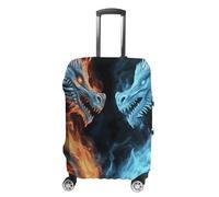 DJUETRUI Copertura per bagagli con drago di ghiaccio e fuoco, copertura elastica per valigia, antigraffio, lavabile, antipolvere, adatta per bagagli da 45-81 cm