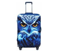 DJUETRUI Copertura per bagagli con gufo blu, elastica, antigraffio, per valigie da viaggio, lavabile, antipolvere, adatta per bagagli da 45 a 81 cm, grande, nero