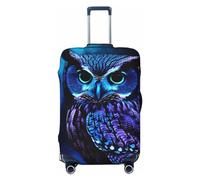 DJUETRUI Copertura per bagagli con gufo blu, elastica, antigraffio, per valigie da viaggio, lavabile, antipolvere, adatta per bagagli da 45 a 81 cm, piccola, nera
