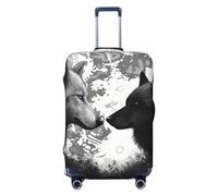 DJUETRUI Copertura per bagagli con lupi che amano sotto la luna animali selvatici, copertura elastica per valigie da viaggio, antigraffio, lavabile, antipolvere, adatta per bagagli da 45-81 cm