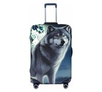 DJUETRUI Copertura per bagagli con lupo sotto la luna, elastica, antigraffio, per valigie da viaggio, lavabile, antipolvere, adatta per bagagli da 45 a 81 cm, taglia M, colore nero