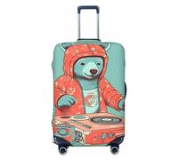 DJUETRUI Copertura per bagagli con orso che ama fare musica, elastica, antigraffio, per valigie da viaggio, lavabile, antipolvere, adatta per bagagli da 45-81 cm