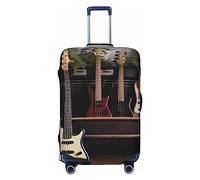 DJUETRUI Copertura per bagagli per chitarra e basso, strumenti musicali, copertura elastica per valigie da viaggio, antigraffio, lavabile, antipolvere, adatta per bagagli da 45-81 cm, Nero , x-large