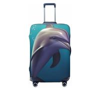 DJUETRUI Copertura per valigie con simpatico delfino marino, copertura elastica per valigia, antigraffio, lavabile, antipolvere, adatta per bagagli da 45-81 cm