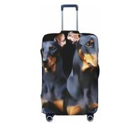 DJUETRUI Doberman, copertura elastica per valigia, antigraffio, lavabile, antipolvere, adatta per bagagli da 45-81 cm, piccola, colore nero