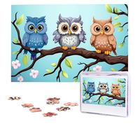 DJUETRUI Puzzle da 1000 pezzi Puzzle personalizzato per adulti Gufi su un ramo Puzzle personalizzato da foto Puzzle in legno classico per regali di compleanno di nozze in famiglia