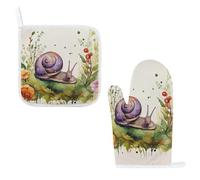 DJUETRUI Set di 2 guanti da forno e presine a forma di lumaca, resistenti al calore, guanti da cucina e cuscinetti caldi, antiscivolo, impermeabili, per cottura al forno, barbecue, JJ0522230