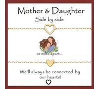 DJwindfy Set di braccialetti per madre e figlia, gioielli a forma di cuore in acciaio inossidabile placcato oro, braccialetti coordinati regolabili con biglietto sentimentale, per la festa della mamma