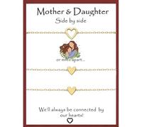 DJwindfy Set di braccialetti per madre e figlia, gioielli a forma di cuore in acciaio inossidabile placcato oro, braccialetti coordinati regolabili con biglietto sentimentale, per la festa della mamma