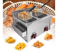 DJXLMN Friggitrice a gas GPL in acciaio inox, regolabile con controllo della potenza di fuoco e temperatura per uso commerciale, friggitrice da banco per casa e ristorante, patatine fritte