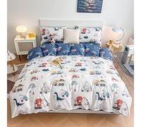DJY Set copripiumino per bambini, 100% cotone, motivo dinosauro, per ragazzi e ragazze, set di biancheria da letto reversibile con dinosauri (1 copripiumino + 1 federa)