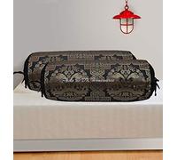DK Homewares Cilindro di Seta Polydupion Broccato Indiano Fodere per Cuscino Diwan Cuscino Elefante Nero 76x38 cm Fodere per Cuscini per Decorazioni per la casa in Tessuto Jacquard - (Set di 2)