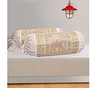 DK Homewares Decorativo Broccato di Seta polidupio Cilindro Decor Decorazioni per Cuscini Cuscino per Cuscino Elefante Bianco Jacquard Tessere Decorazioni per la casa Cuscini per Cuscini - (Set di 2)