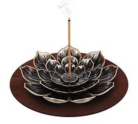 DK177 Porta Incenso in Ottone - Bruciatore Incenso Lotus e Portaincenso a cono con Raccogli Cenere -10 cm