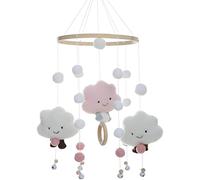 DKaony Baby Campanelli eolici, Mobile Baby Legno Campana Letto Bebe Palla Mobile Feltro Giocattoli Appeso Mobile Culla Nuvola E Stella Per Ragazzo Ragazza Rosa