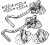 DKBT Gancio tempesta da 3 pollici con occhiello in acciaio inox, 2 pezzi chiavistelli, ganci per cabina, grandi per finestre, con 8 viti di montaggio per porte del garage, finestre, porte del fienile
