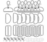 DKBT Moschettoni per borse,30 pezzi 32mm ganci per borse,moschettone girevole, fibbie metallo,anelli per borse, bottoni magnetici per borse per cucito tracolla zaino borse craft(argento)